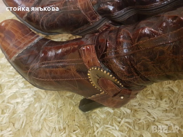 Продавам кафяви ботуши естествен лак., снимка 5 - Дамски ботуши - 35664859