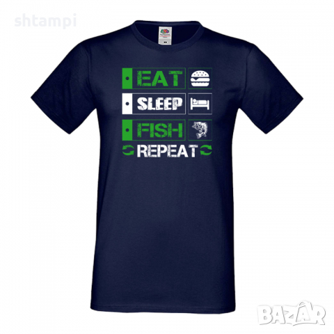 Мъжка тениска Fish 2,Sleep,Fish,Anime,Repeat,Ядене,Спане,Риба,Подарък,Повторение,Празник,, снимка 9 - Тениски - 36418990