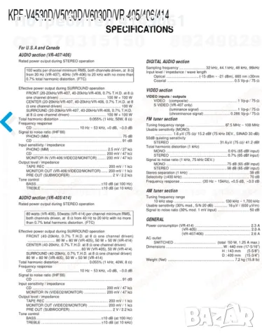 Kenwood VR 405 surround , 5Х 80 W,  Dolby Digital аудио-видео рисивър, снимка 4 - Ресийвъри, усилватели, смесителни пултове - 50431381