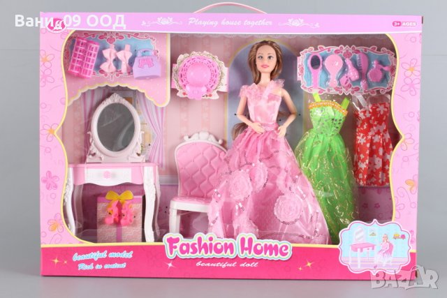 Кукла Барби с тоалетка, рокли, аксесоари и столче, снимка 3 - Кукли - 38955322