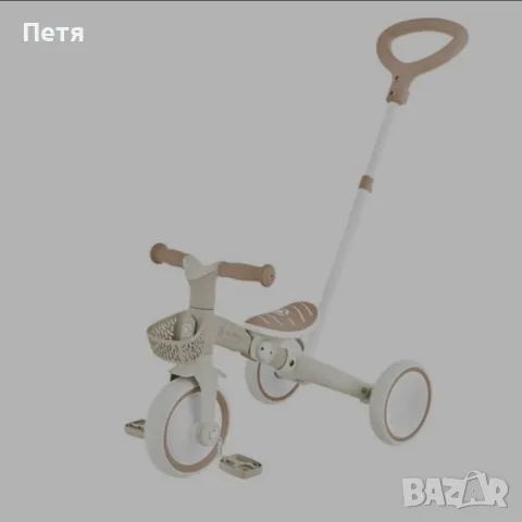 Нова, неизползвана триколка с родителски контрол 3в1 GLOBBER LEARNING TRIKE PLUS ECOLOGIC, бежова. Л