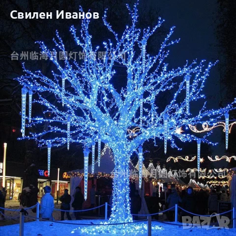 Коледна светеща украса тип падащ сняг / Светеща висулка  42cm / Бяла светлина / 8бр висулки, снимка 7 - Други - 51390190