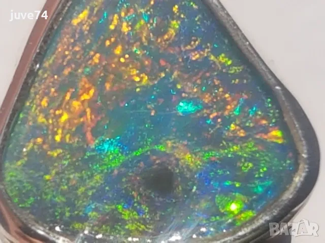 СРЕБЪРЕН ПРЪСТЕН С ЧЕРЕН ОПАЛ (АВСТРАЛИЯ) N3 B4, снимка 7 - Пръстени - 47575632
