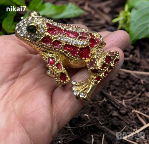 кутия за бижута луксозен сувенир костенурка жаба с камъни украса, снимка 3 - Други - 42080292