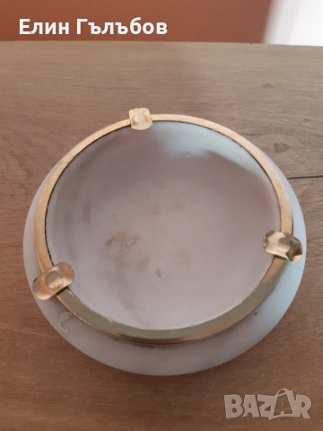 Пепелник мраморен, масивен с месингов обков, снимка 6 - Декорация за дома - 53442374