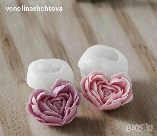 3D Малка роза сърце силиконов молд форма свещи гипс сапун смола фондан шоколад , снимка 2 - Форми - 52300114