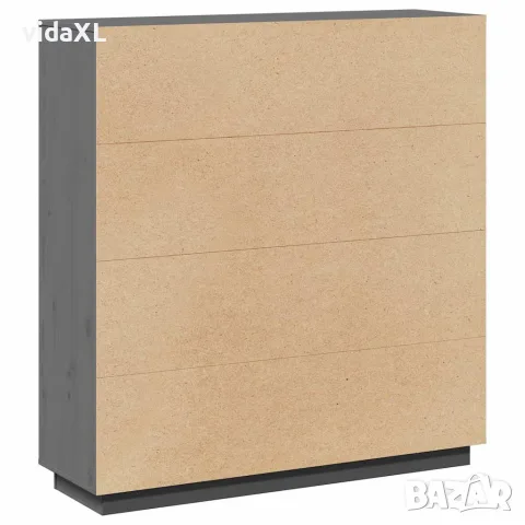 vidaXL Висок шкаф, сив, 110,5x35x117 см, борово дърво масив, снимка 9 - Бюфети - 56147932
