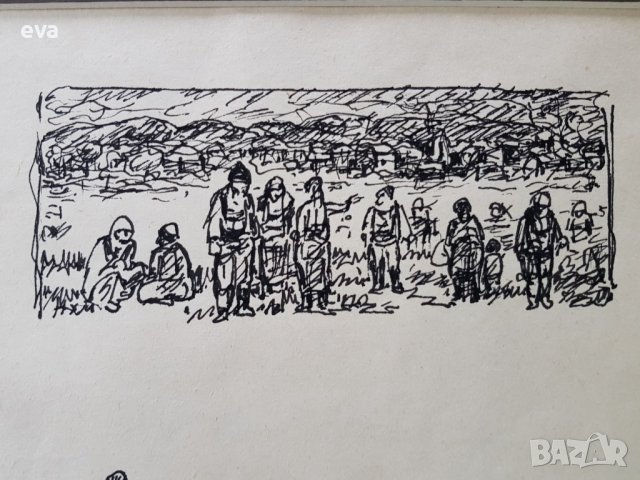 НАУМ ХАДЖИМЛАДЕНОВ 1894 - 1985 рисунка Композиция 3 фигури 1983г., снимка 4 - Картини - 38891927