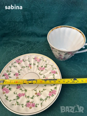 Руски порцелан-двоен сет за чай на ЛФЗ Ломоносов, снимка 4 - Сервизи - 53263538