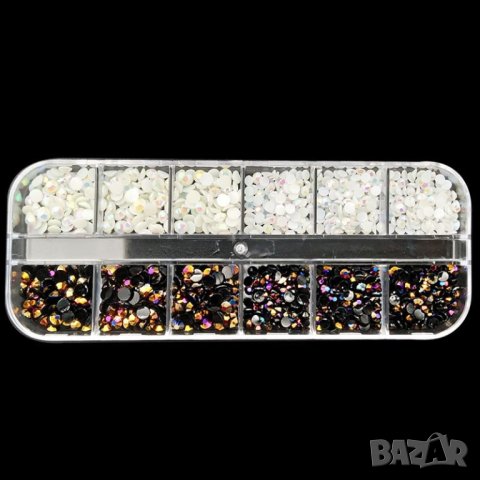 Палитра черно / бели холограмни камъни Т20