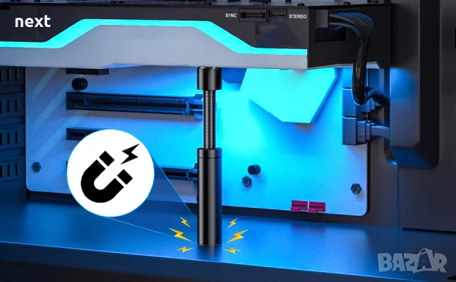 Поддръжка за видео карта регулируема 49-80 мм, алуминий, черена, снимка 8 - Други - 51428187