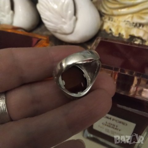 Сребърен пръстен с яспис от края на 19 век, снимка 7 - Пръстени - 41937213
