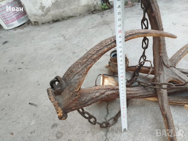 Стар полилей от 3 еленови рога , снимка 8 - Антикварни и старинни предмети - 52560920