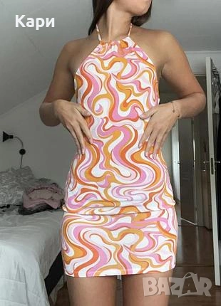 Дамска къса оранжево розова лятна рокля, снимка 4 - Рокли - 53688382