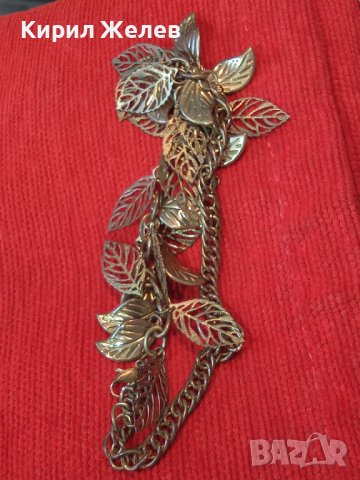 ПОЗЛАТЕНА ФЛОРАЛНА ОГЪРЛИЦА ЛИСТЕНЦА КОЛИЕ ГЕРДАН 23459, снимка 8 - Колиета, медальони, синджири - 34805877
