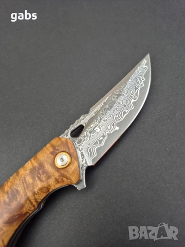 Сгъваем джобен нож,дамаска стомана,съчмен лагер,Flipper Outdoor Tool, снимка 8 - Ножове - 49492670