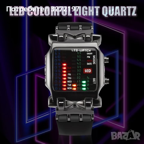 ILOVEDIY LED часовник, модерен дизайн, неръждаема стомана, черен бинарен светещ LED електронен , снимка 4 - Мъжки - 40437509