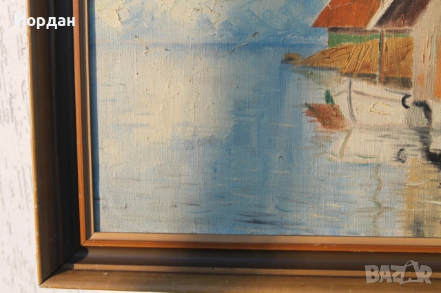 Стара картина масло върху платно 1951 година, снимка 6 - Картини - 53113484