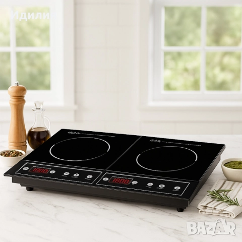 Двоен индукционен котлон Royalty Line RL-DIP4000.2 - 1400W+2000W, 80°C- 270°C, Кристална плоча, снимка 2 - Котлони - 51717635