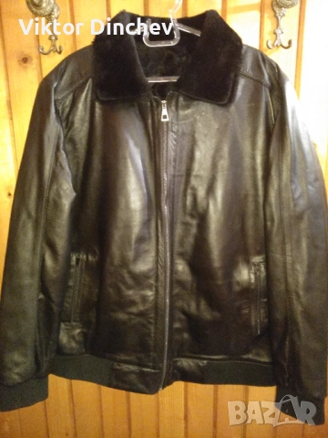 Мъжко зимно черно кожено яке, снимка 2 - Якета - 52503035