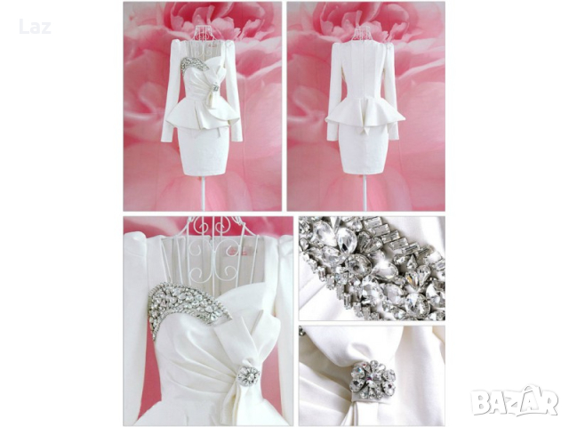 официална бяла сватбена рокля за подписване или кръщене костюм, снимка 3 - Рокли - 44549883