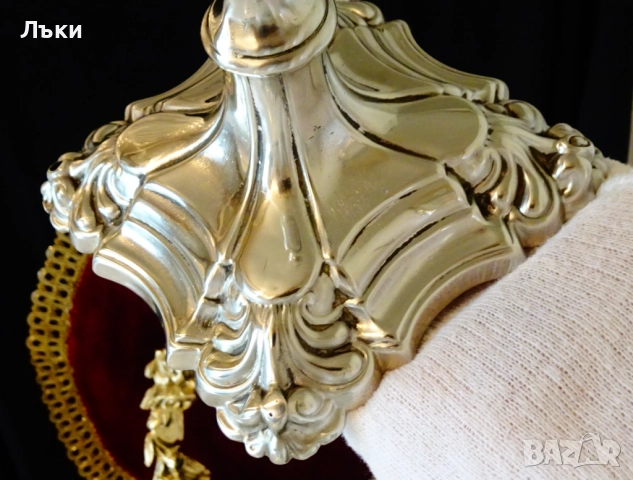 Английски посребрен свещник,Крал Джордж II,печат., снимка 2 - Антикварни и старинни предмети - 52923311