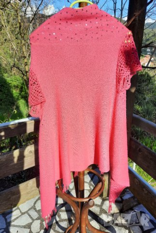 Пончо/ наметало с паети и с плетени ръкавчета, снимка 3 - Други - 44380661