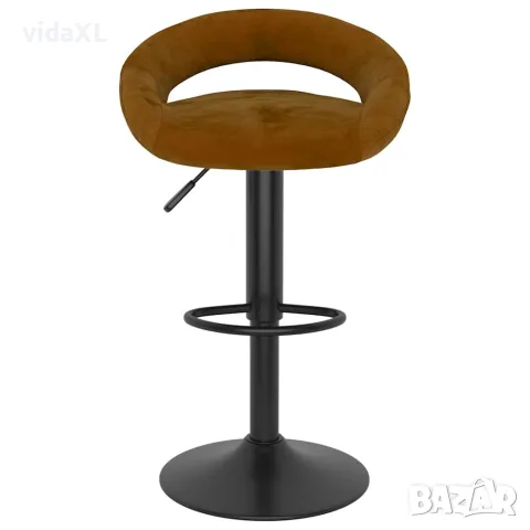 vidaXL Бар табуретки, 2 бр, кафяви, кадифе, снимка 4 - Столове - 56146992