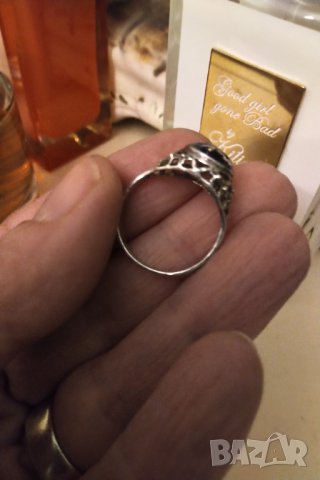 Авторски сребърен пръстен естествен будистки сапфир, снимка 2 - Пръстени - 44373728