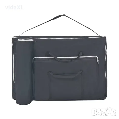 vidaXL Сгъваема масажна кушетка с 2 зони, 10 см плътен пълнеж, черна, снимка 9 - Кушетки - 56146045