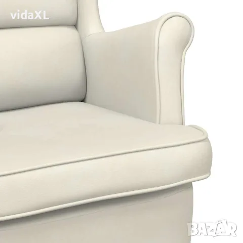vidaXL Фотьойл, кремавобял, кадифе, снимка 7 - Дивани и мека мебел - 56146800