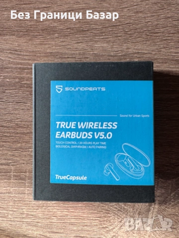 Безжични Bluetooth слушалки SoundPEATS True Wireless с тъч контрол, заряден кейс и дълъг живот 