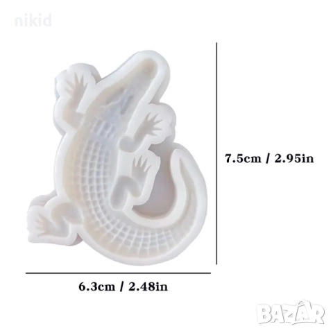 Извит крокодил алигатор силиконов молд форма фондан шоколад гипс декор украса, снимка 2 - Форми - 51648062