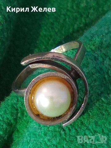 СРЕБЪРЕН ПЕРЛЕН РЕТРО АР НУВО СТИЛ ПРЪСТЕН СРЕБРО 925 с БЯЛА ПЕРЛА МАЙСТОРСКА ИЗРАБОТКА 26880, снимка 3 - Пръстени - 40756024