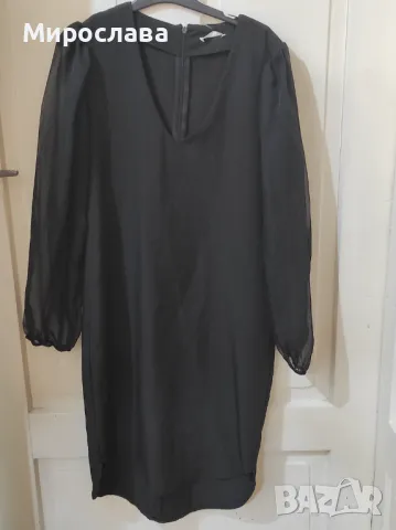 Черна рокля с прозрачни ръкави, снимка 4 - Рокли - 48213447