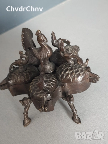 Kankavati Стар индийски ритуален бронзов съд-кутийка за подправки