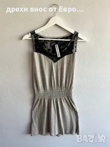 Сива туника с дантела, снимка 1