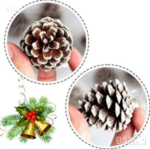 Комплект от 6 или 12 броя коледни шишарки, снимка 3 - Декорация за дома - 47943358