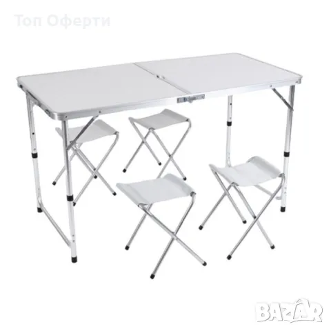Компект сгъваема маса и столове - Malatec 7893, 4 Стола, Материал: Алуминиев, снимка 14 - Други стоки за дома - 48848680