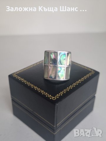 Дамски сребърен пръстен с кралски седеф, снимка 4 - Пръстени - 41834117