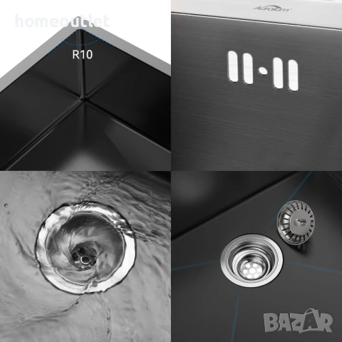 ПРОМОЦИЯ Кухненска мивка от неръждаема стомана с нано покритие в черно  AURALUM JZF0603 , снимка 6 - Други - 50983059