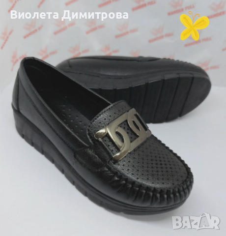 Дамски черни мокасини Ezel Shoes, снимка 2 - Дамски ежедневни обувки - 36284931