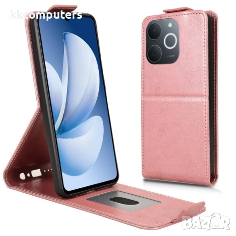 Realme Note 70T / Realme C71- Кожен калъф с магнитен клип, Стенд и Холдер за Карти + Протектор | Цвя, снимка 2 - Калъфи, кейсове - 52121255