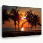 Картина на платно с дървена рамка-Залез слънце над океана, палми, снимка 1