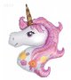 Еднорог Unicorn розова грива глава фолио фолиев балон хелий или въздух парти рожден ден, снимка 2