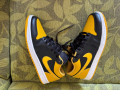 Нови мъжки обувки AIR JORDAN 1 LOW BLACK/YELLOW OCHRE-WHITE, снимка 6