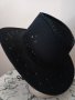 Черна велурена каубойска шапка, снимка 1 - Шапки - 41491811