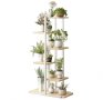 ПРОМОЦИЯ! Поставка за цветя, етажерка, цветарник метална, с 6 дървени рафта, 113 x 60 x 20 cm, снимка 1