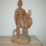 Стара красива дървена фигура ръчна изработка-елен и ловец, снимка 12