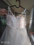 Сватбена рокля бяла с прасковен тюл, снимка 7